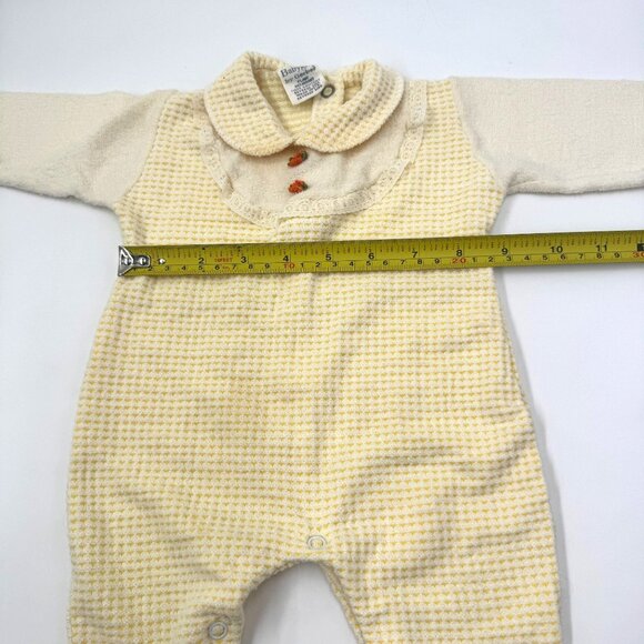 Vtg BabyGro By Gerber Baby Romper Medium 11-17 Lbs Yellow & White Floral - Picture 6 of 14